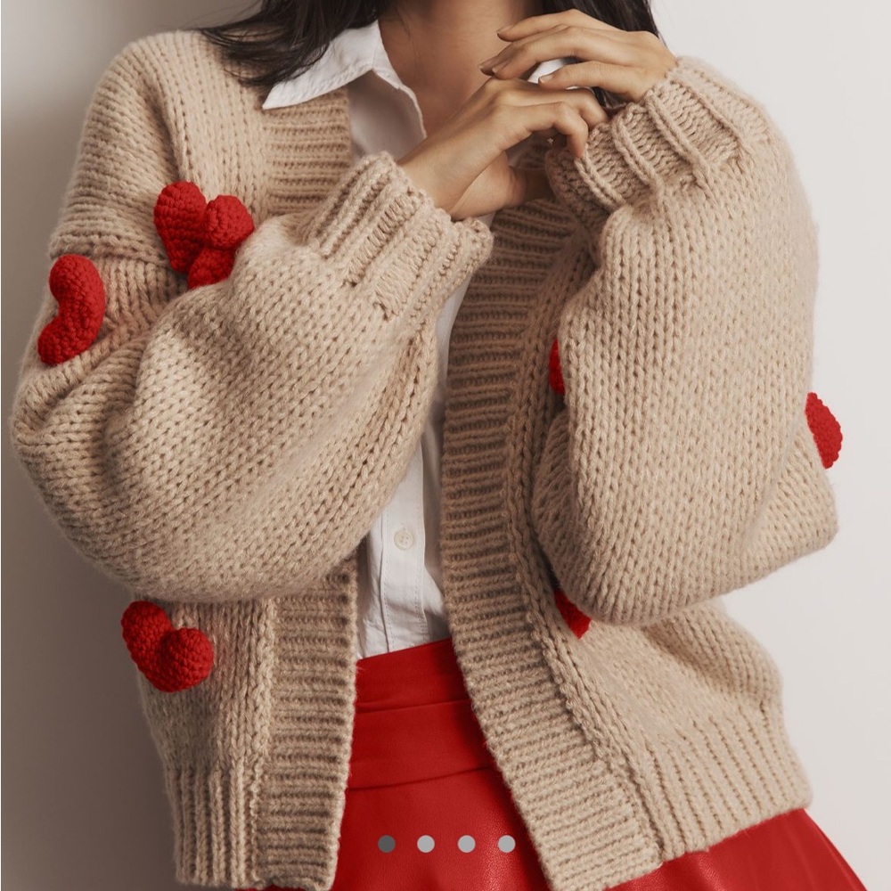 NWOT Anthro Maeve Heart Cardigan Sweater